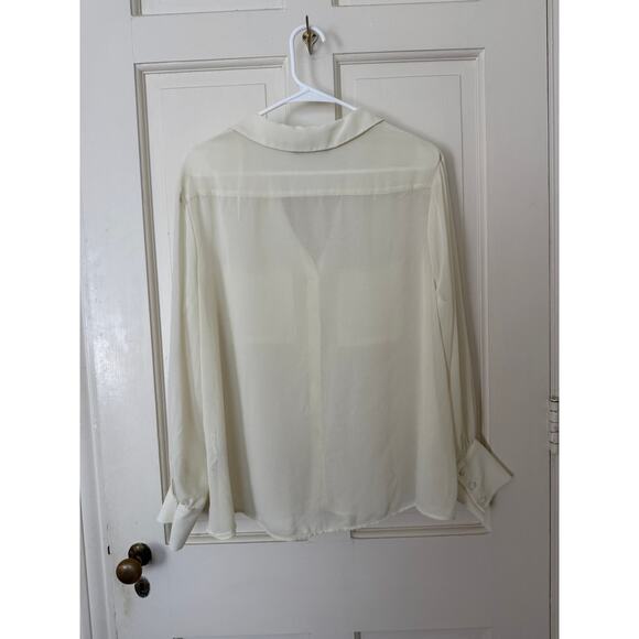 ZARA Sheer Ecru Off-White Long Sleeve Blouse 3564/192/712 - Picture 2 of 8